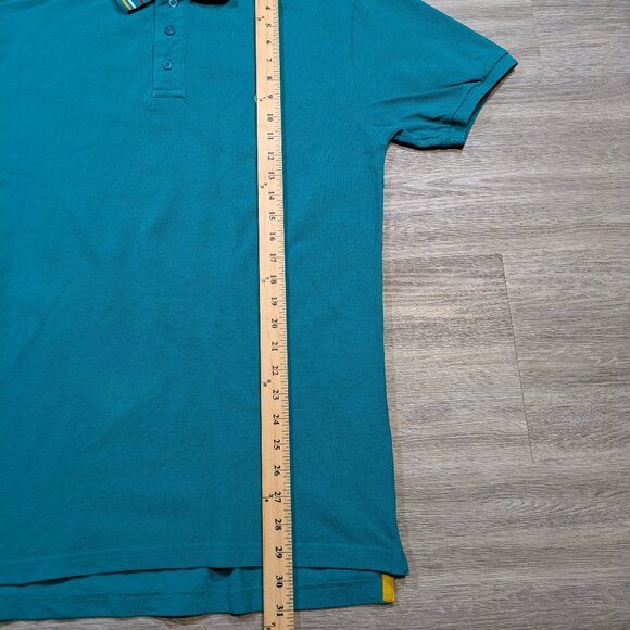 Lacoste Men's 2XL XXL Polo Shirt Turquoise Blue Contrast Yellow Red White - Picture 7 of 7